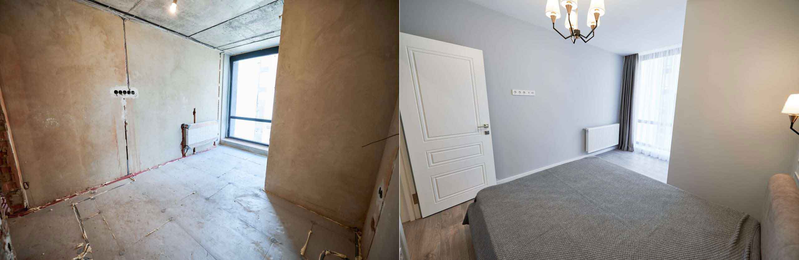 Apartment with underfloor heating before and after renovation